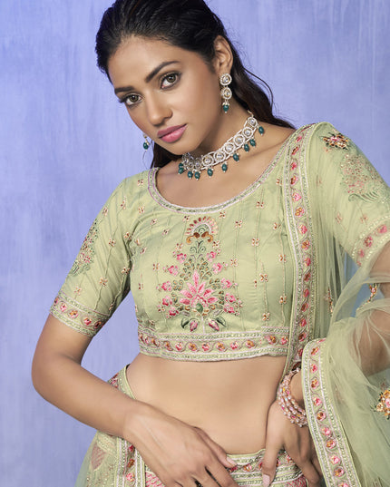 Parrot Green Heavy Designer Lehenga Choli Set