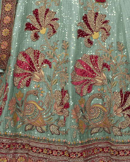 Turquoise Heavy Designer Lehenga Choli Set