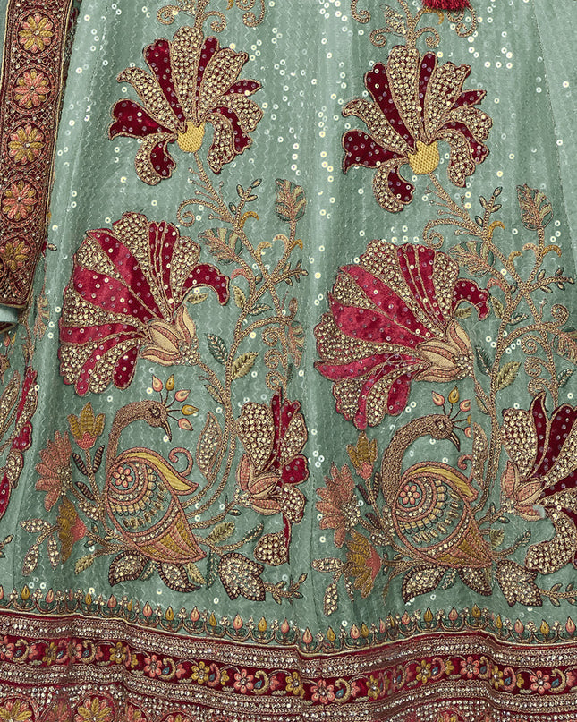 Turquoise Heavy Designer Lehenga Choli Set