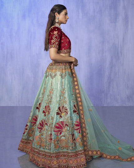 Turquoise Heavy Designer Lehenga Choli Set