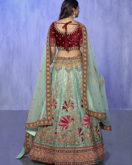 Turquoise Heavy Designer Lehenga Choli Set