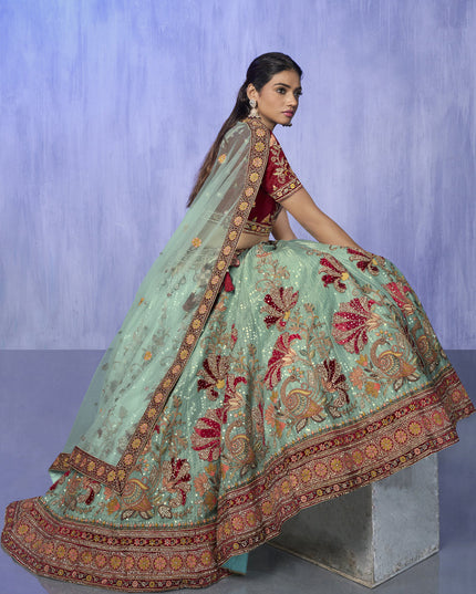 Turquoise Heavy Designer Lehenga Choli Set