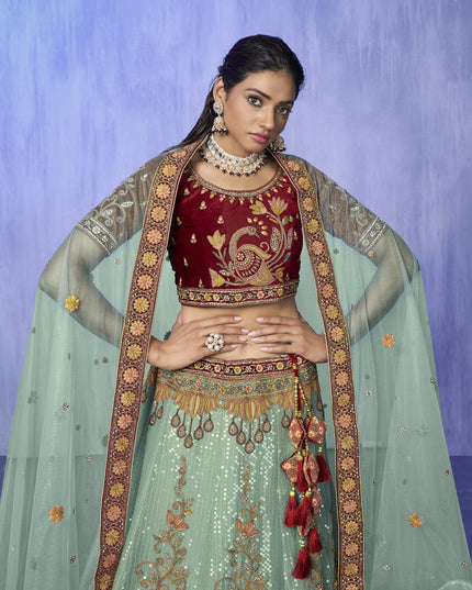 Turquoise Heavy Designer Lehenga Choli Set