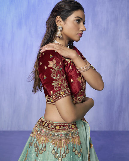 Turquoise Heavy Designer Lehenga Choli Set