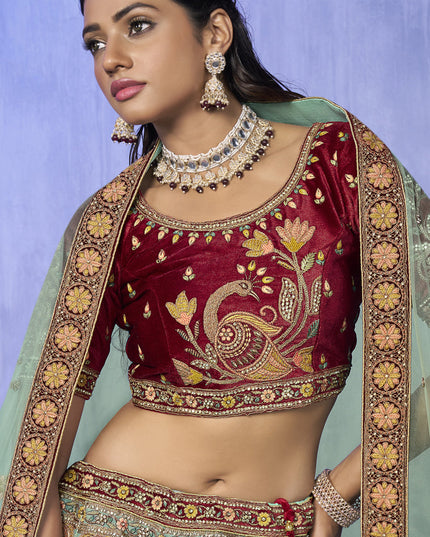 Turquoise Heavy Designer Lehenga Choli Set