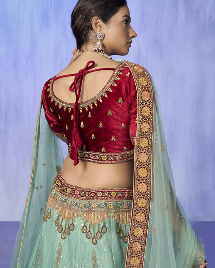 Turquoise Heavy Designer Lehenga Choli Set