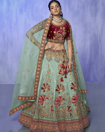 Turquoise Heavy Designer Lehenga Choli Set
