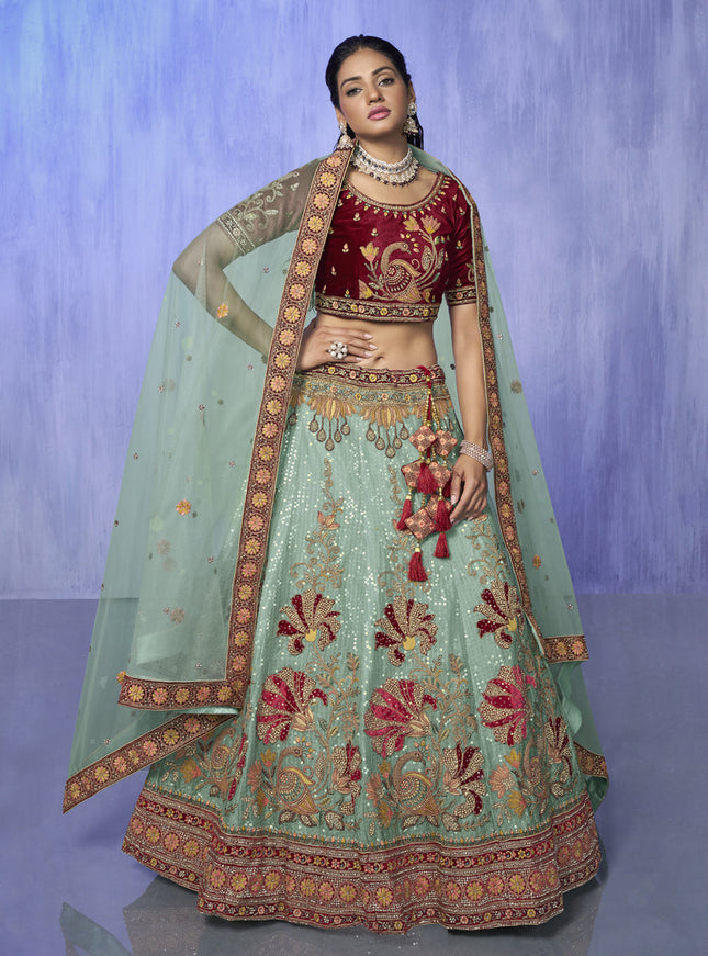Turquoise Heavy Designer Lehenga Choli Set