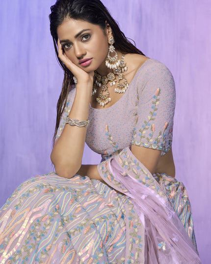 Lavender Heavy Designer Lehenga Choli Set
