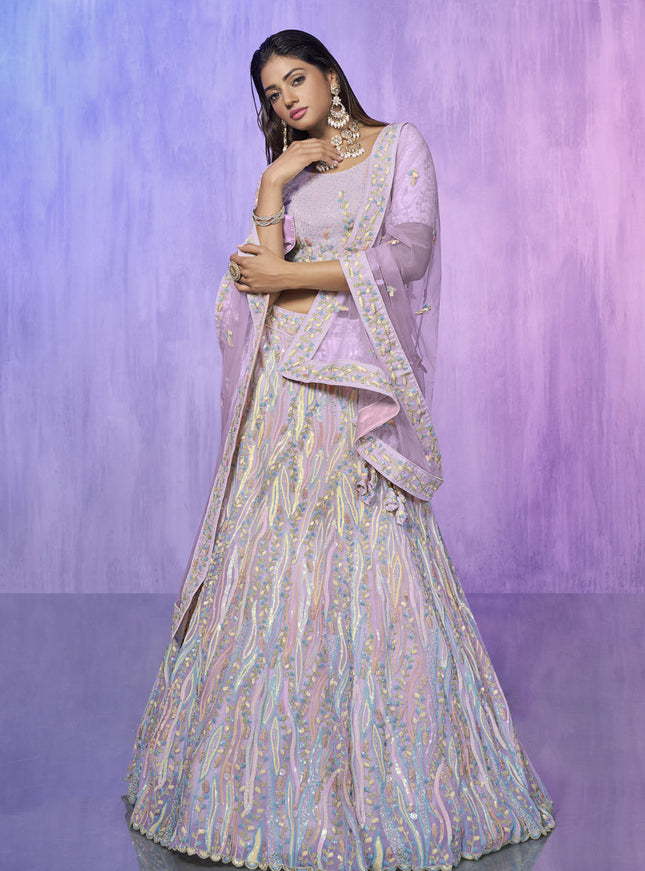 Lavender Heavy Designer Lehenga Choli Set