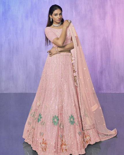 Peach Heavy Designer Lehenga Choli Set