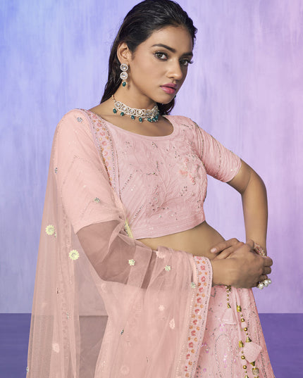 Peach Heavy Designer Lehenga Choli Set