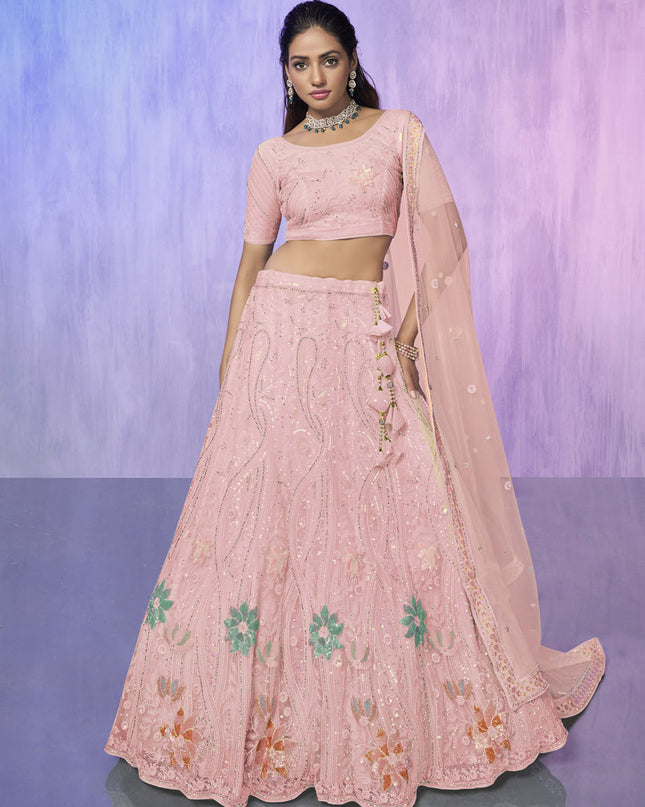 Peach Heavy Designer Lehenga Choli Set