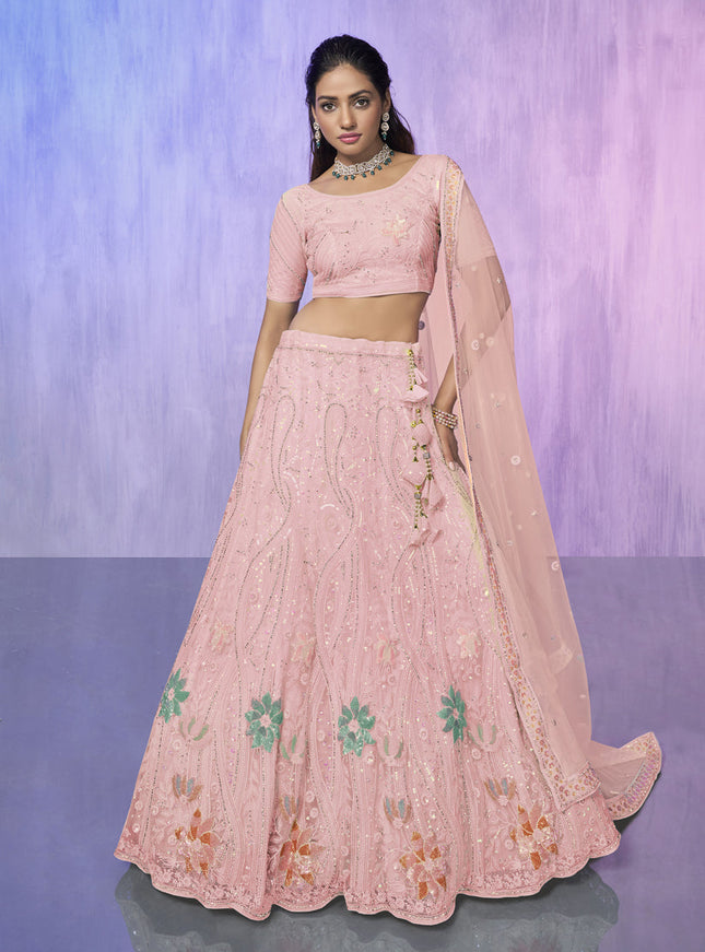 Peach Heavy Designer Lehenga Choli Set