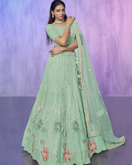Aqua Green Heavy Designer Lehenga Choli Set