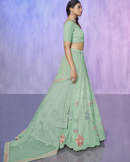 Aqua Green Heavy Designer Lehenga Choli Set