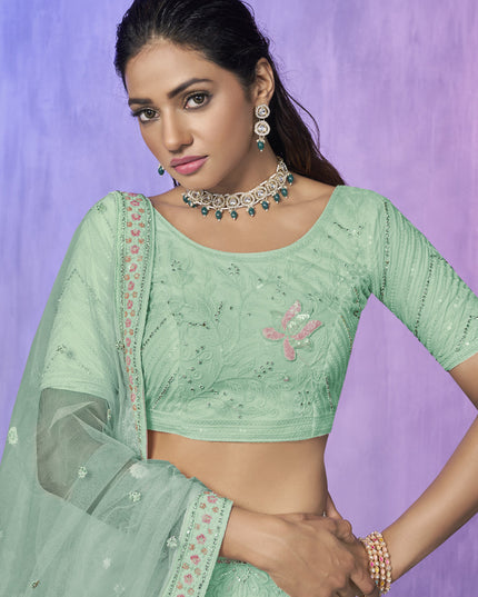Aqua Green Heavy Designer Lehenga Choli Set