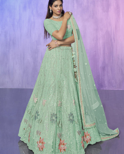 Aqua Green Heavy Designer Lehenga Choli Set