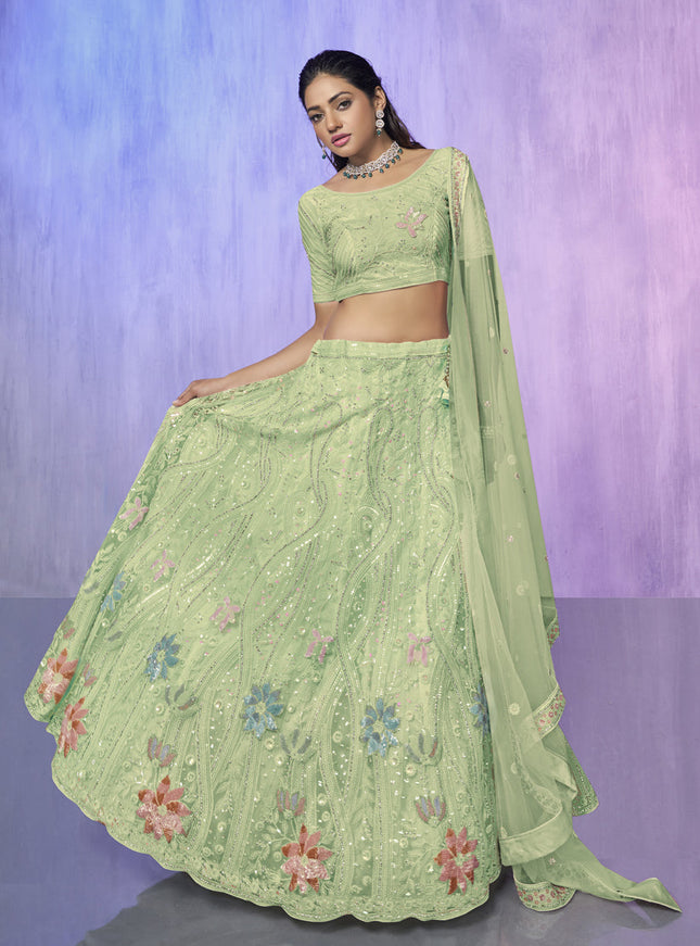 Sea Green Heavy Designer Lehenga Choli Set