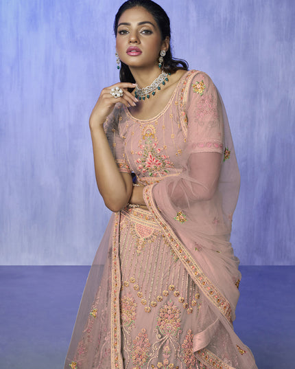 Peach Heavy Designer Lehenga Choli Set