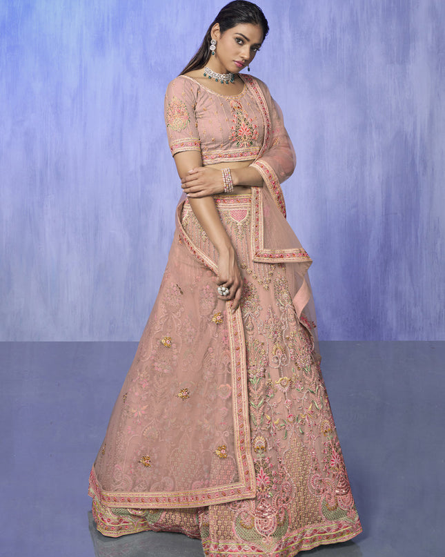 Peach Heavy Designer Lehenga Choli Set