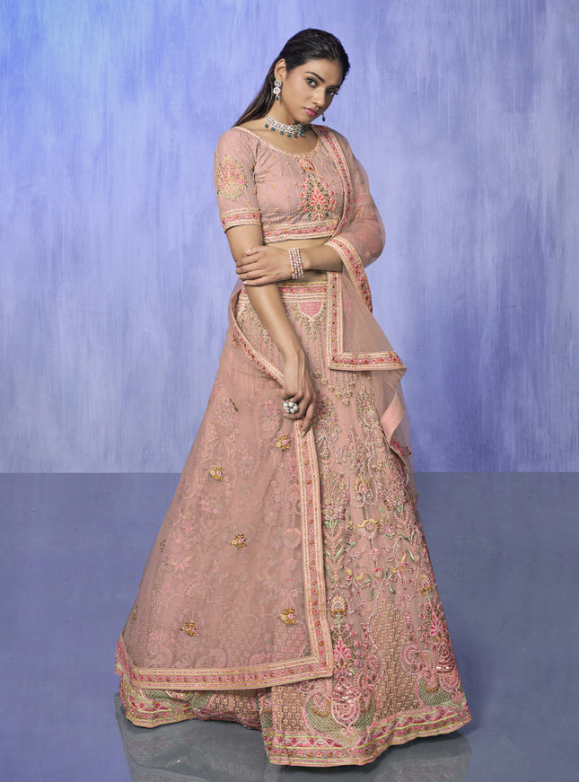 Peach Heavy Designer Lehenga Choli Set
