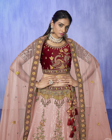 Peach Heavy Designer Lehenga Choli Set