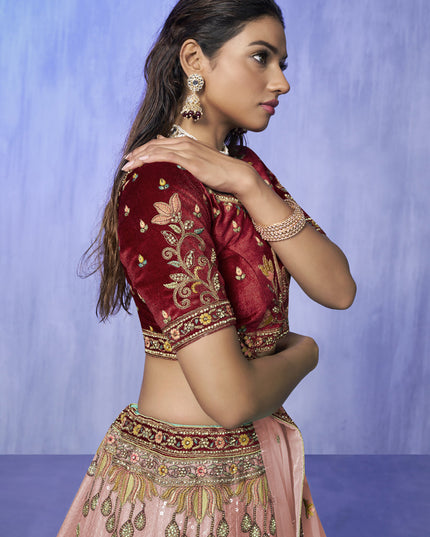 Peach Heavy Designer Lehenga Choli Set