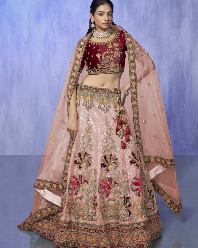 Peach Heavy Designer Lehenga Choli Set