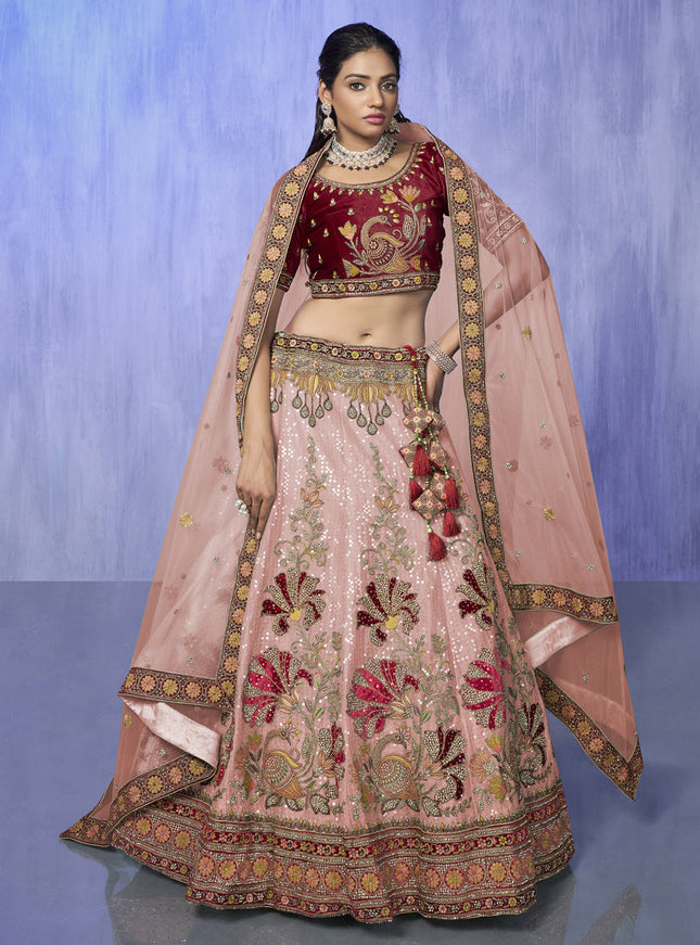 Peach Heavy Designer Lehenga Choli Set