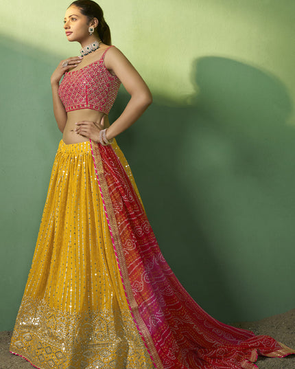 Yellow Georgette Embroidered Lehenga Choli