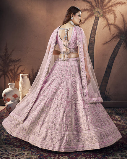 Rose Pink Georgette Embroidered Designer Lehenga Choli