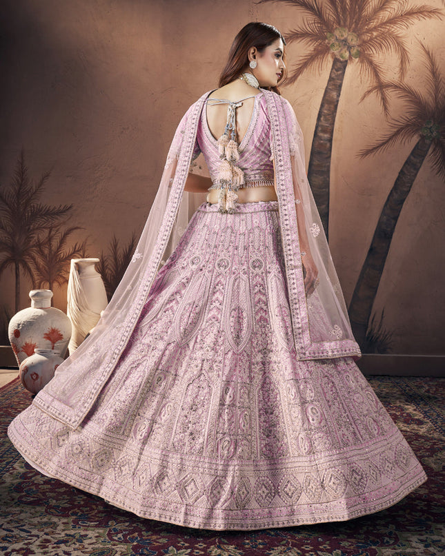 Rose Pink Georgette Embroidered Designer Lehenga Choli