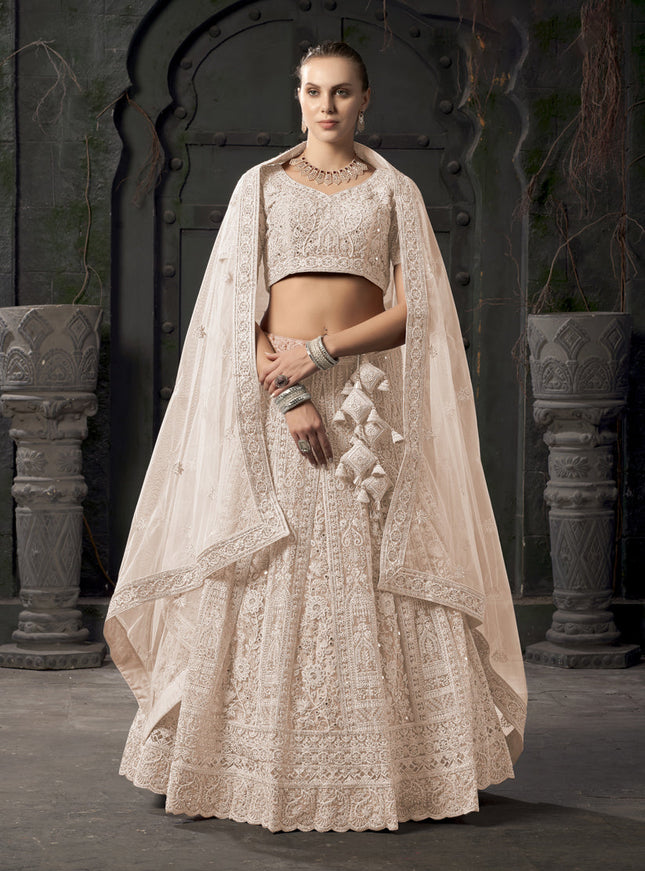 Chiku Net Embroidered Designer Bridesmaid Lehenga Choli