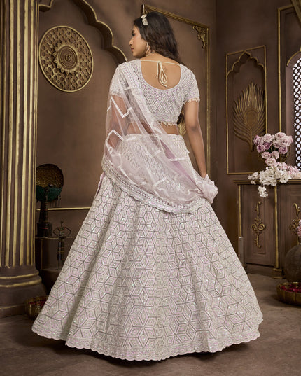 Purple Net Embroidered Designer Lehenga Choli Set