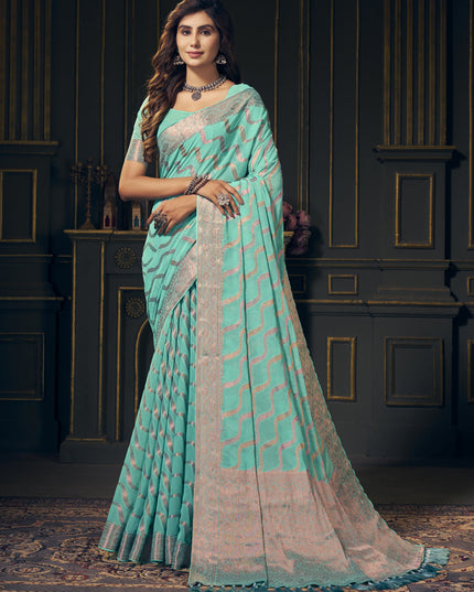 Aqua Georgette Designer Saree