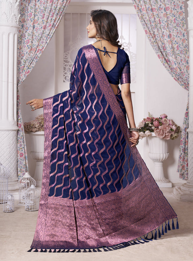 Blue Georgette Designer Saree