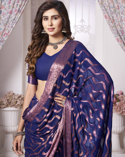 Blue Georgette Designer Saree