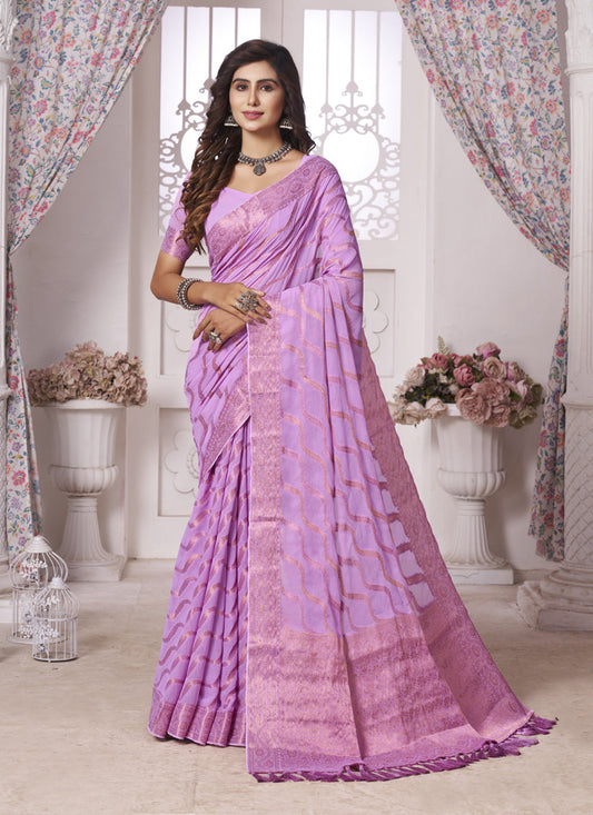 Lavender Georgette Designer Saree