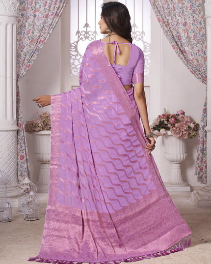 Lavender Georgette Designer Saree