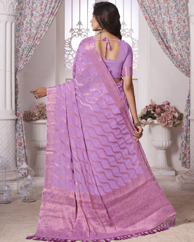 Lavender Georgette Designer Saree