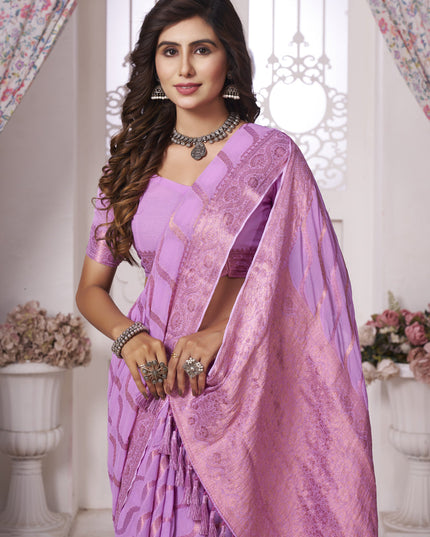 Lavender Georgette Designer Saree