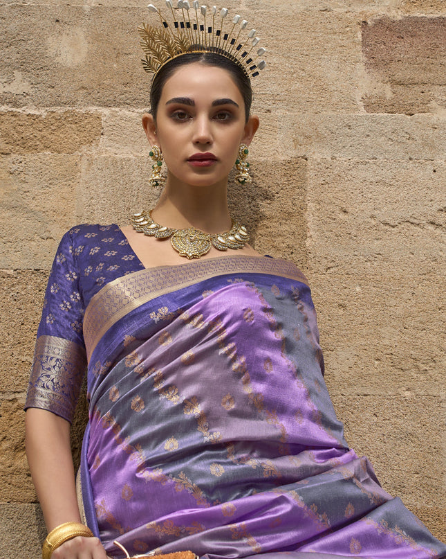 Purple Silk Printed Saree