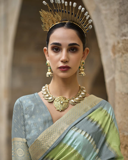 Mint Green Silk Printed Saree