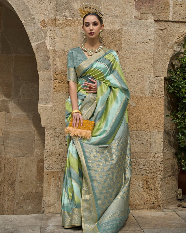 Mint Green Silk Printed Saree