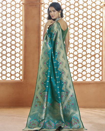 Peacock Blue Pure Banarasi Silk Zari Woven Saree