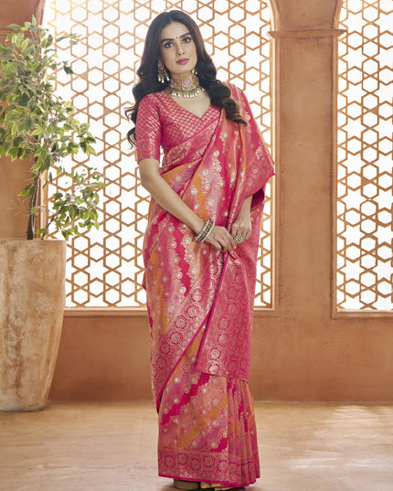 Multicolor Pure Banarasi Silk Zari Woven Saree