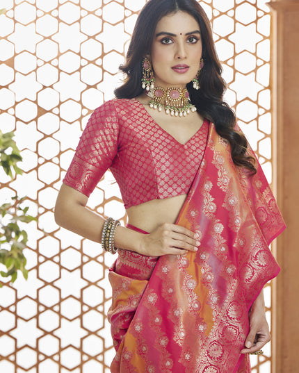 Multicolor Pure Banarasi Silk Zari Woven Saree