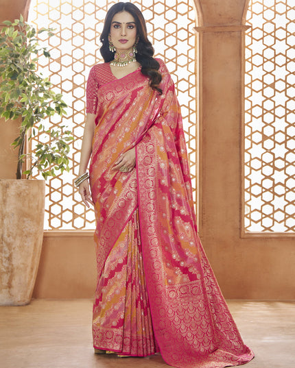 Multicolor Pure Banarasi Silk Zari Woven Saree