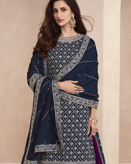 Navy Blue Heavy Designer Lehenga Kameez Suit